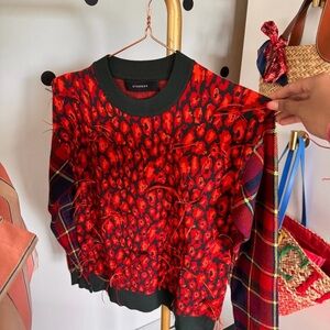 Uterque Red and Black Patterned Sweater